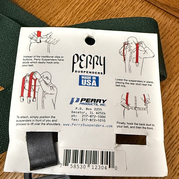 Brand new! Perry Suspenders Big and Tall Hunter Green hooks to your belt - Picture 4 of 5